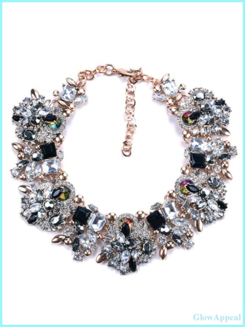 Rhinestone Crystal Statement Bib Necklace Floral Collar Choker
